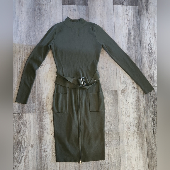 Fashion Nova Olive Long Sleeve Knit Dress - Picture 2 of 8